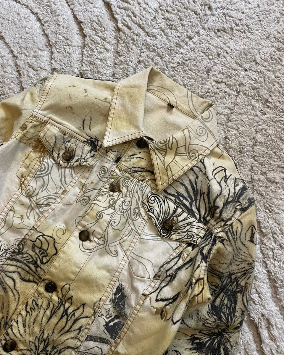Cavalli Chinese Ink Flowers Cropped Jacket FfdTPpc 1