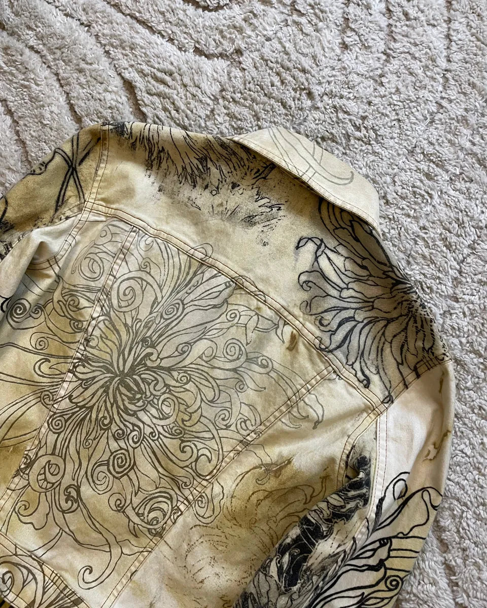 Cavalli Chinese Ink Flowers Cropped Jacket FfdTPpc 2