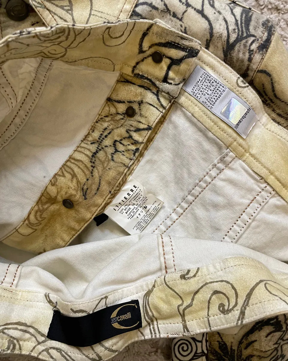 Cavalli Chinese Ink Flowers Cropped Jacket FfdTPpc 4