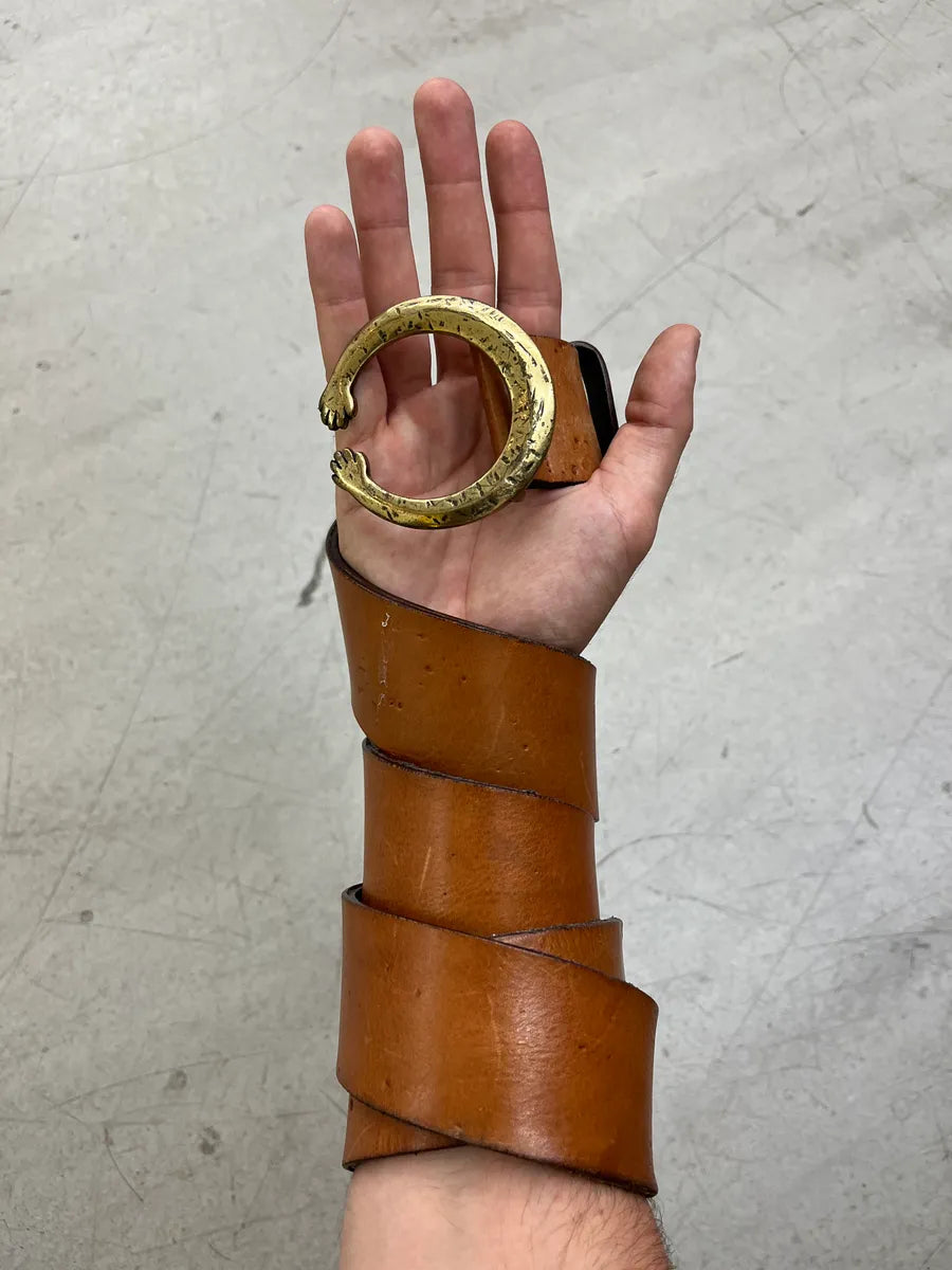 Cavalli Circular Buckle Camel Leather Belt TuWOwEf 2