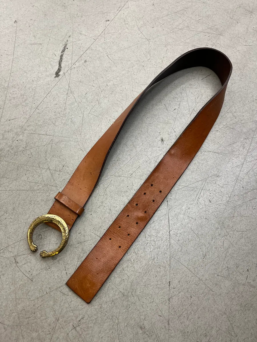 Cavalli Circular Buckle Camel Leather Belt TuWOwEf 3