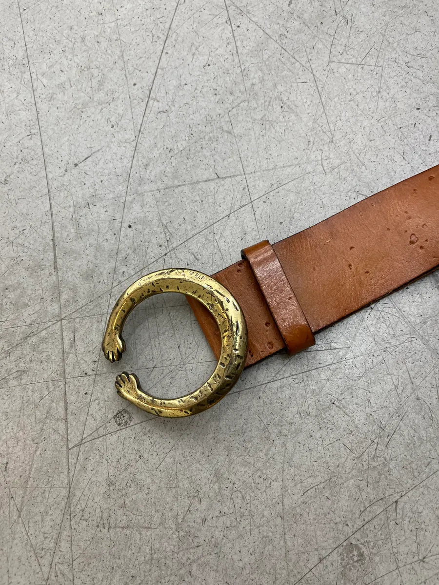 Cavalli Circular Buckle Camel Leather Belt TuWOwEf 4