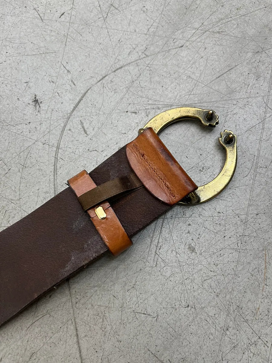 Cavalli Circular Buckle Camel Leather Belt TuWOwEf 7