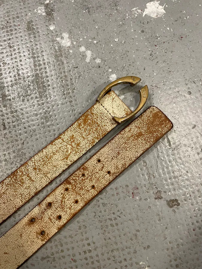Cavalli Cracked Beige Leather Artisanal Belt  (OS) 3
