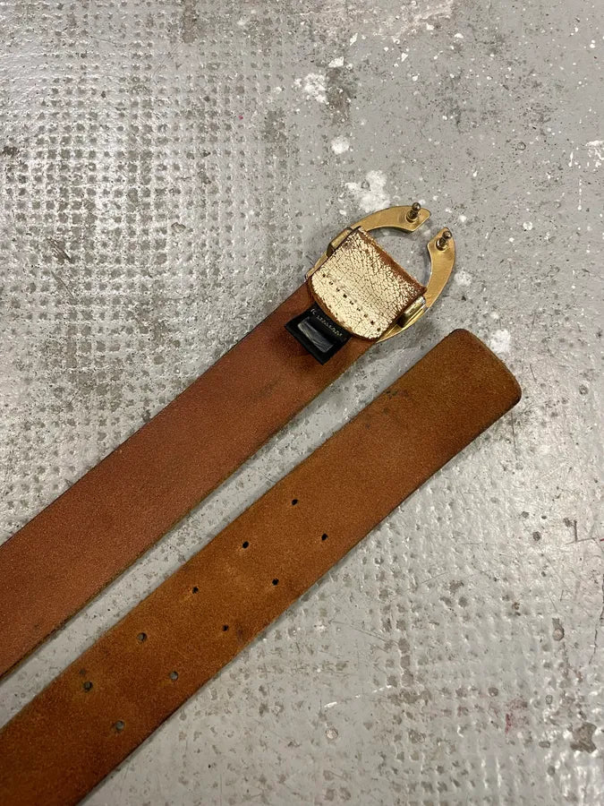Cavalli Cracked Beige Leather Artisanal Belt  (OS) 4