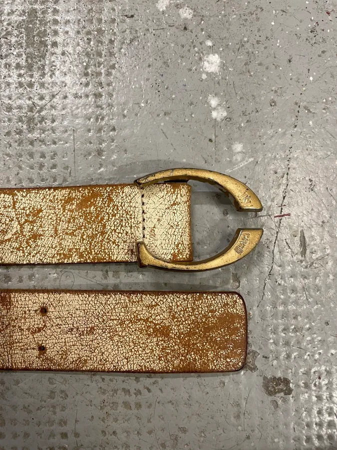 Cavalli Cracked Beige Leather Artisanal Belt  (OS) 5