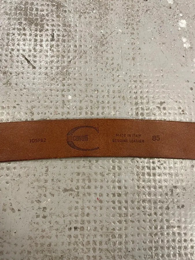Cavalli Cracked Beige Leather Artisanal Belt  (OS) 6