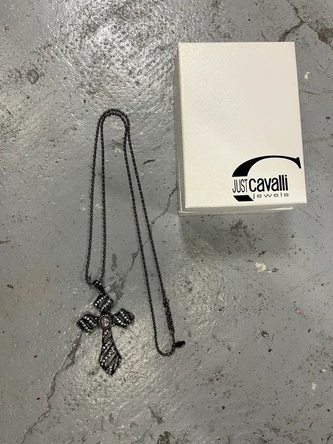 Cavalli Embellished Studded Cross Necklace PswOBVb 0