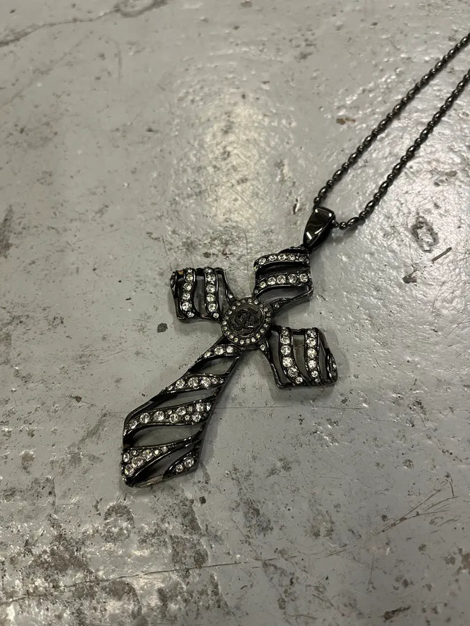 Cavalli Embellished Studded Cross Necklace PswOBVb 2