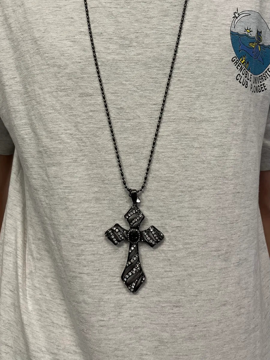 Cavalli Embellished Studded Cross Necklace PswOBVb 3