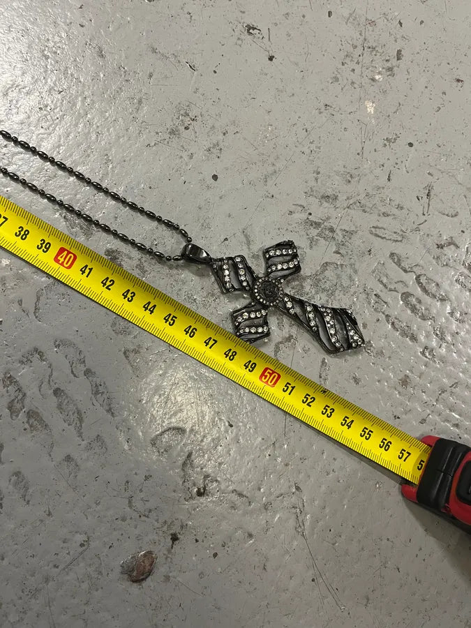 Cavalli Embellished Studded Cross Necklace PswOBVb 5