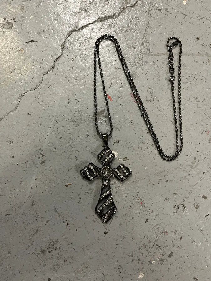 Cavalli Embellished Studded Cross Necklace PswOBVb 6