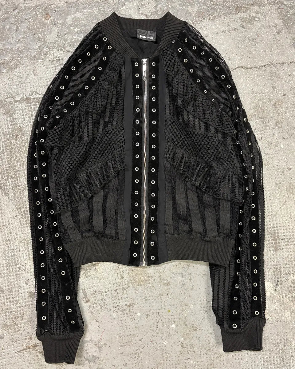 SS2018 Cavalli Eyeled Black Cropped Jacket (S/M) rqAYaQH 0