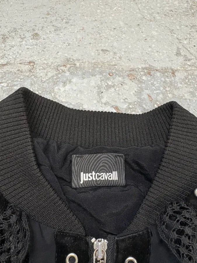 SS2018 Cavalli Eyeled Black Cropped Jacket (S/M) rqAYaQH 9