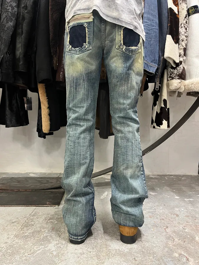 Cavalli Faded Blue Caw Patchwork Denim Jeans eVXHuTd 1