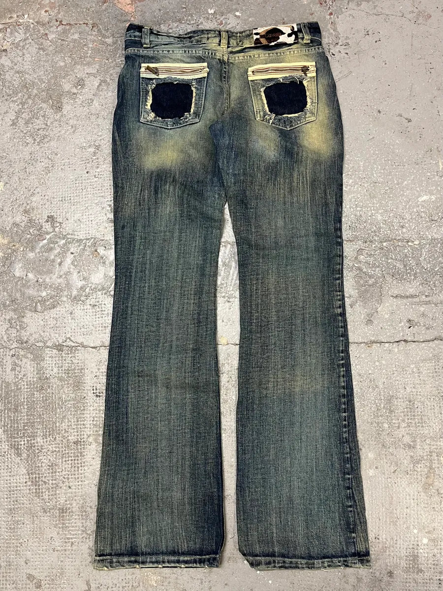 Cavalli Faded Blue Caw Patchwork Denim Jeans eVXHuTd 3