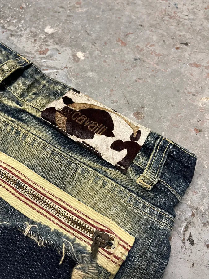 Cavalli Faded Blue Caw Patchwork Denim Jeans eVXHuTd 7
