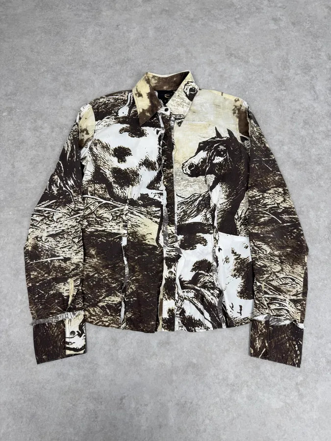 Cavalli Faded Green Ornament T-Shirt WiGScmw 0