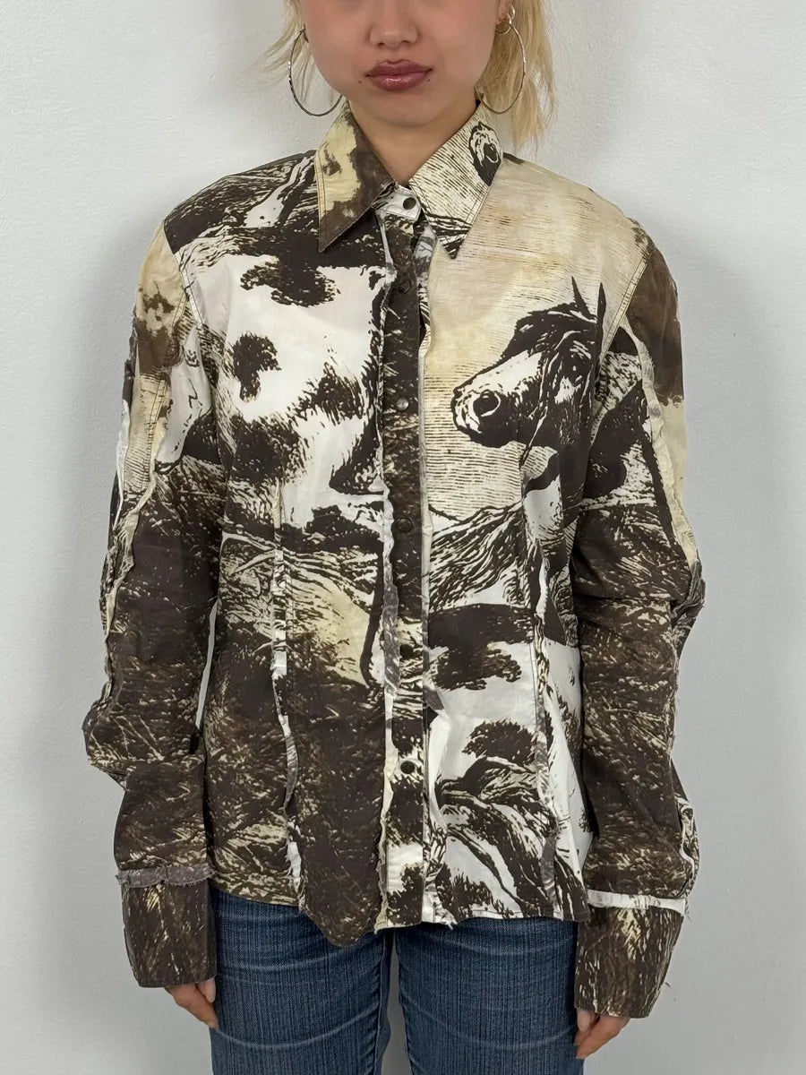 Cavalli Faded Green Ornament T-Shirt WiGScmw 1