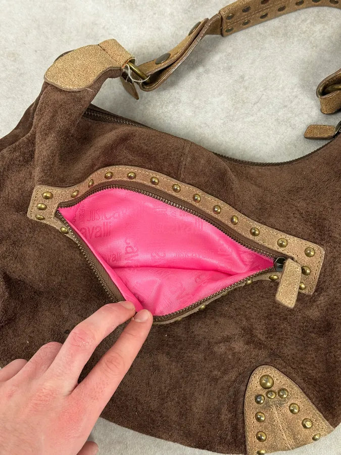 Cavalli Fur Pockets Brown Leather Bag HZiyRxl 8