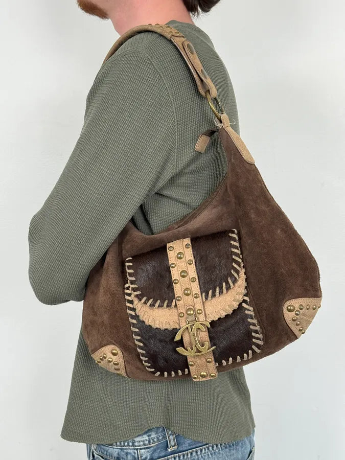 Cavalli Fur Pockets Brown Leather Bag HZiyRxl 1