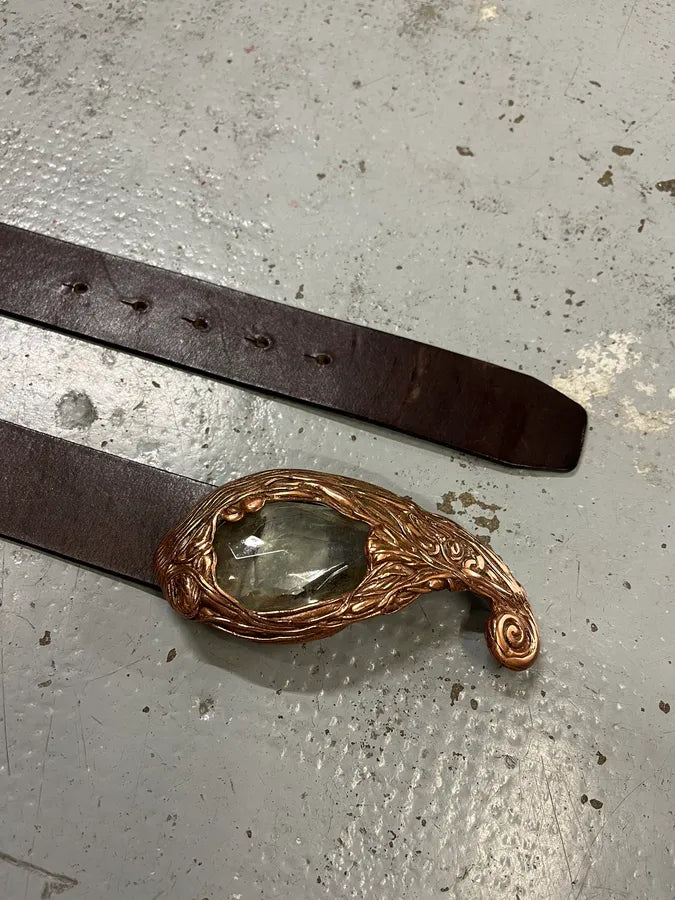 Cavalli Gemstone Buckle Brown Leather Belt uNYHJbG 3