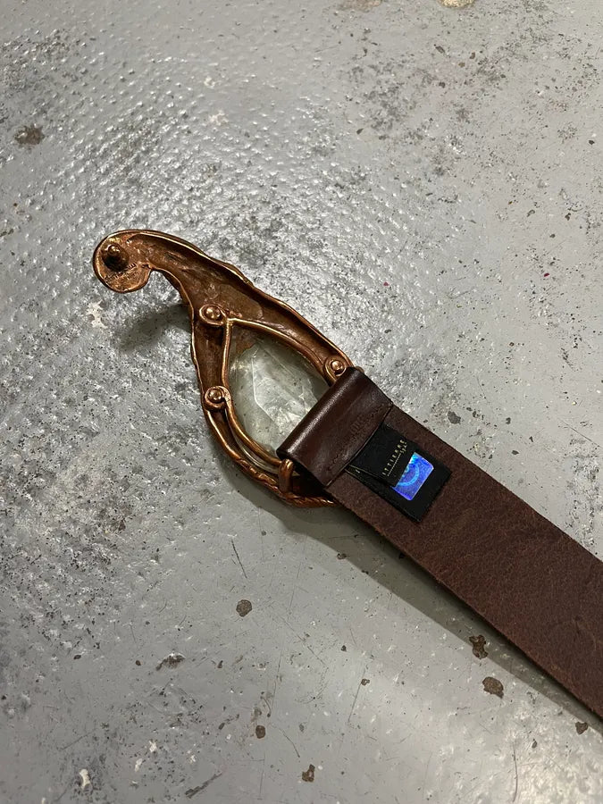 Cavalli Gemstone Buckle Brown Leather Belt uNYHJbG 6