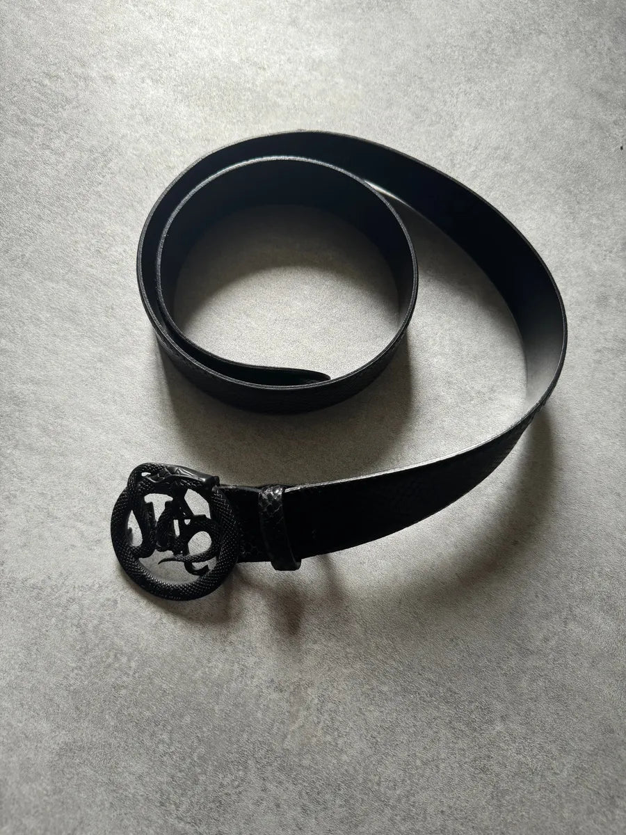 Cavalli Genuine Leather Python Effect Black Dark Cobra Belt kgPvNjX 4