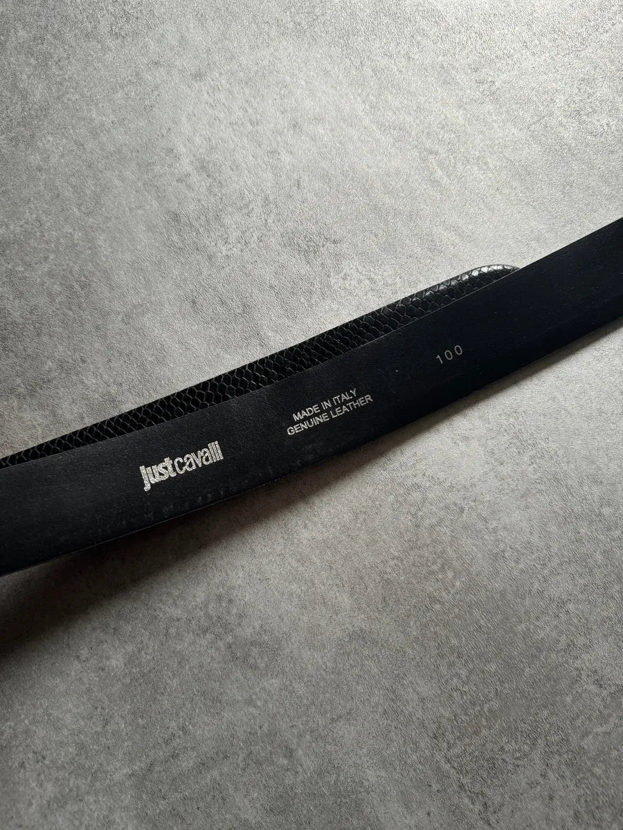 Cavalli Genuine Leather Python Effect Black Dark Cobra Belt kgPvNjX 5
