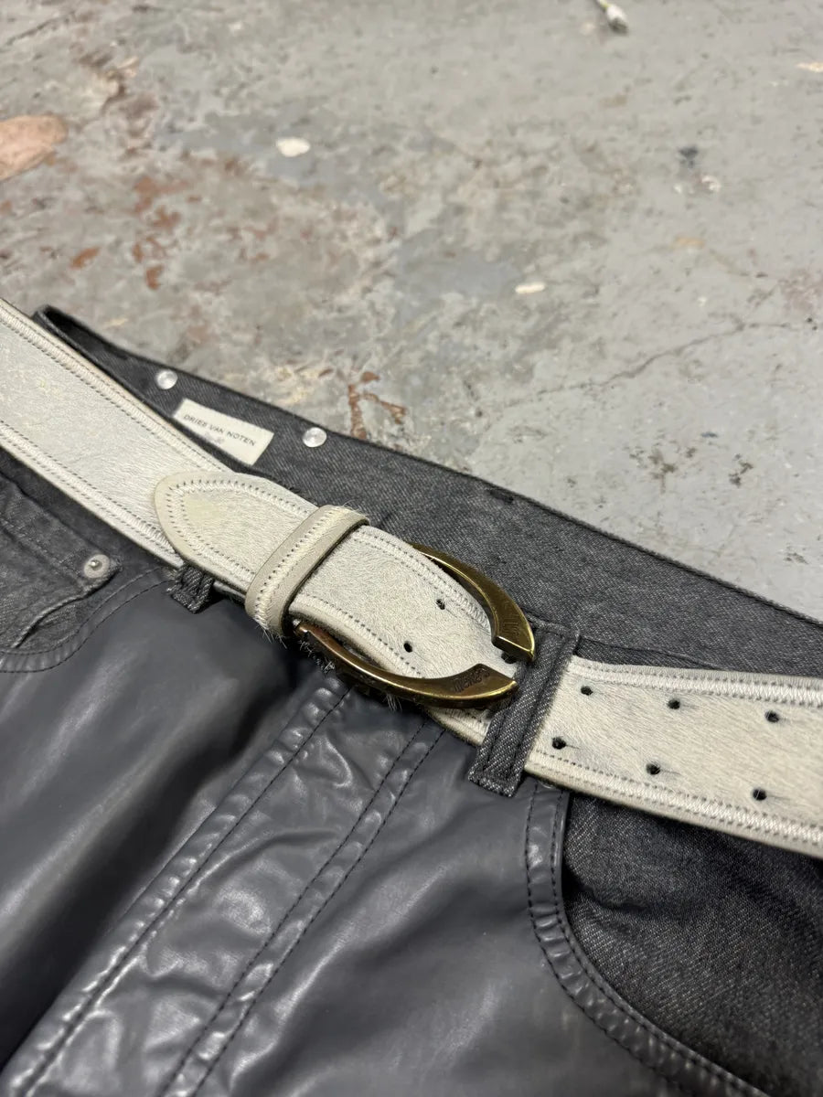 Cavalli Grey Light Pony Hair Leather Belt (OS) 5