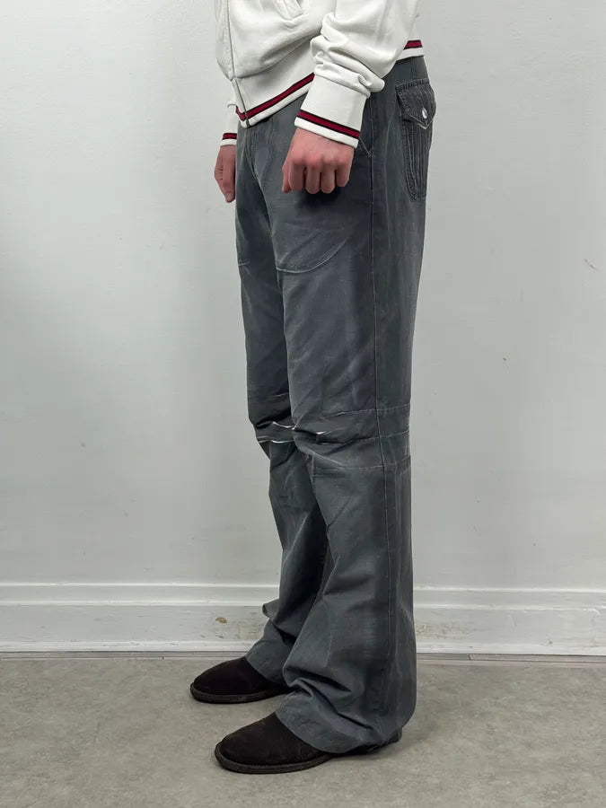 2000s Cavalli Grey Wax Washed Flared Pants QJgCvBv 2