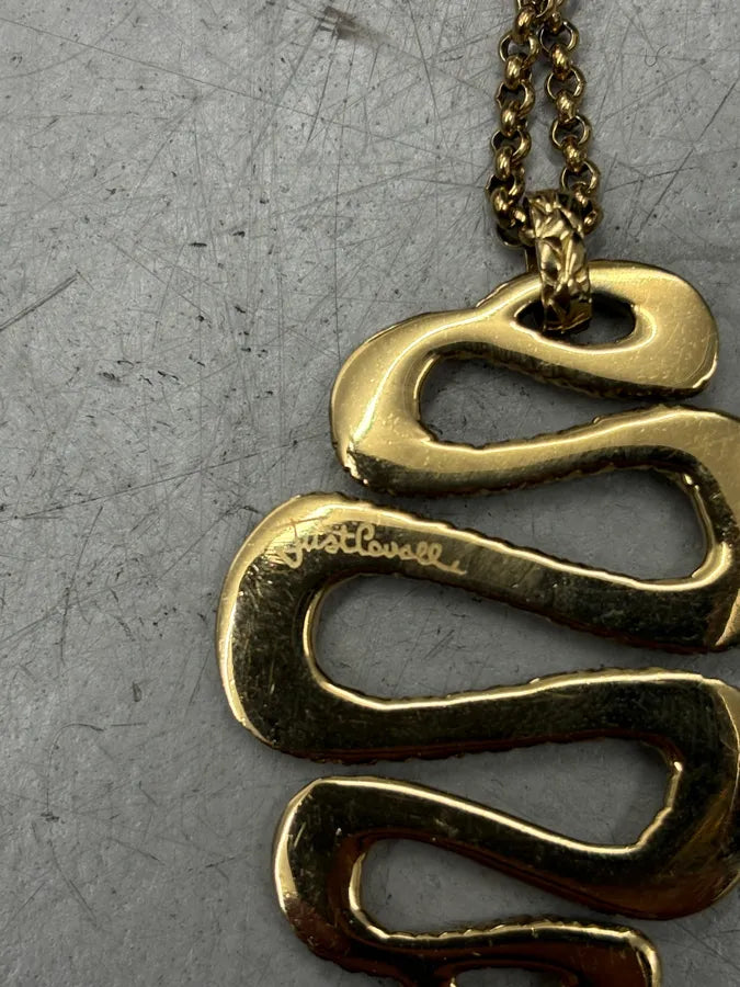 Cavalli Guilded Metal Gold Snake Charm Necklace PwrNgAl 6