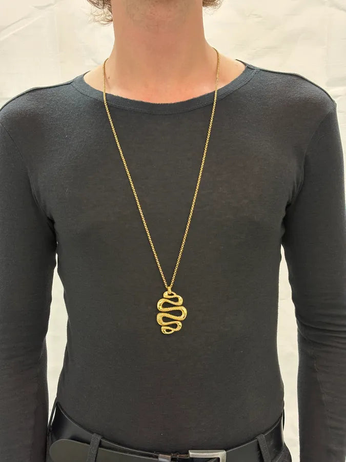 Cavalli Guilded Metal Gold Snake Charm Necklace PwrNgAl 1