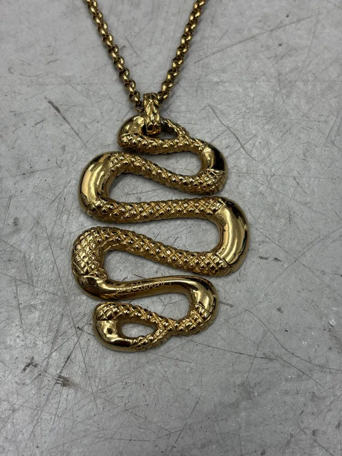 Cavalli Guilded Metal Gold Snake Charm Necklace PwrNgAl 4