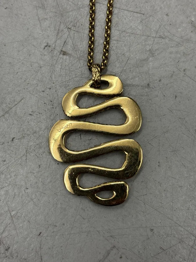 Cavalli Guilded Metal Gold Snake Charm Necklace PwrNgAl 5