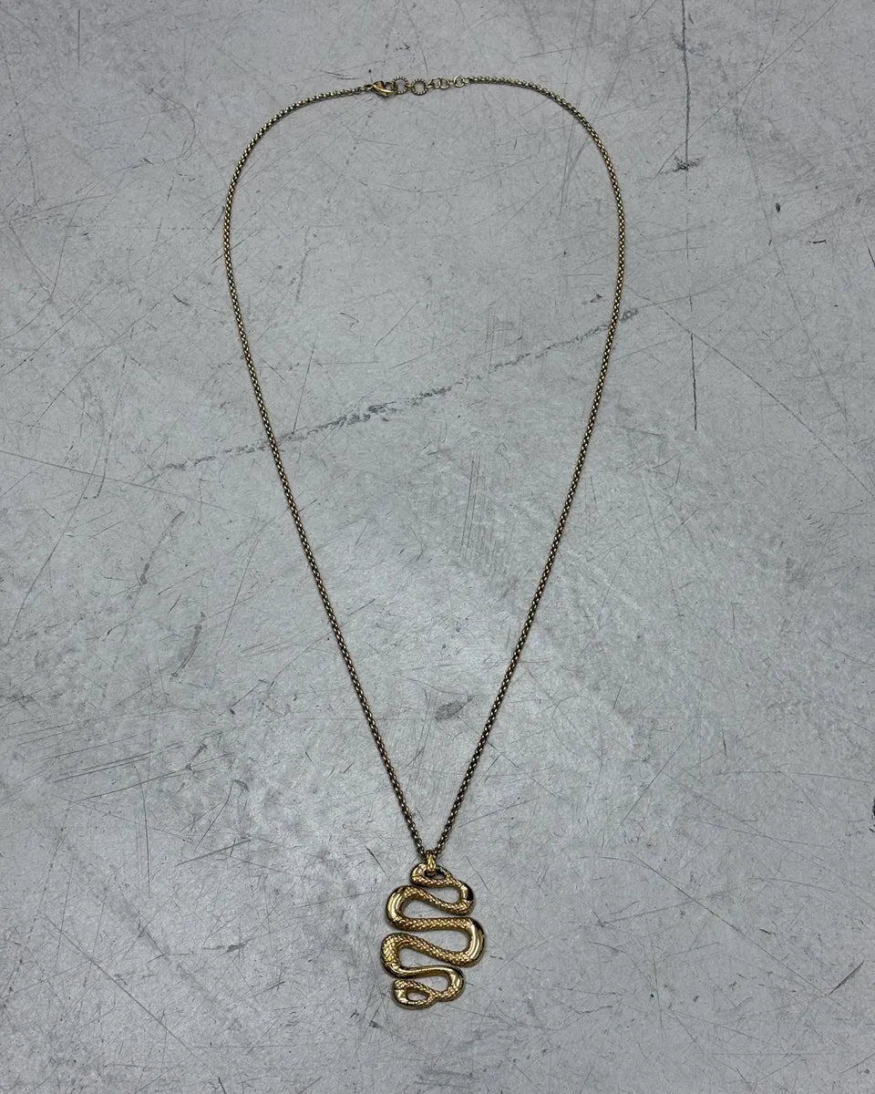 Cavalli Guilded Metal Gold Snake Charm Necklace PwrNgAl 0