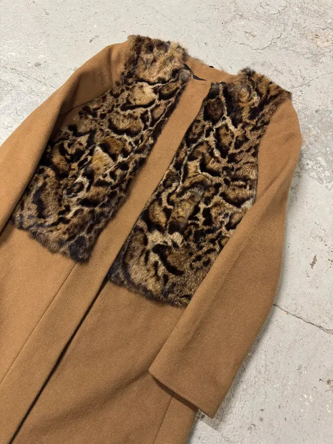 Cavalli Leopard Fur Wool Camel Jacket TTPsUKY 2