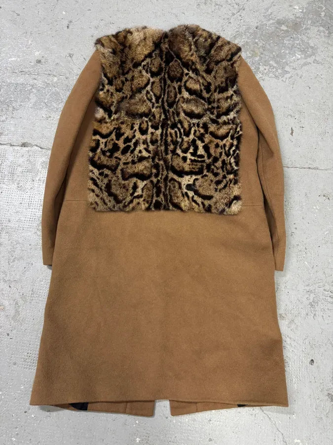 Cavalli Leopard Fur Wool Camel Jacket TTPsUKY 5