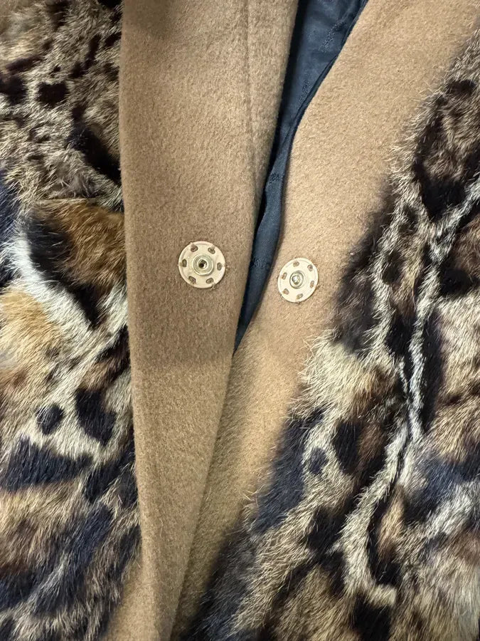 Cavalli Leopard Fur Wool Camel Jacket TTPsUKY 6