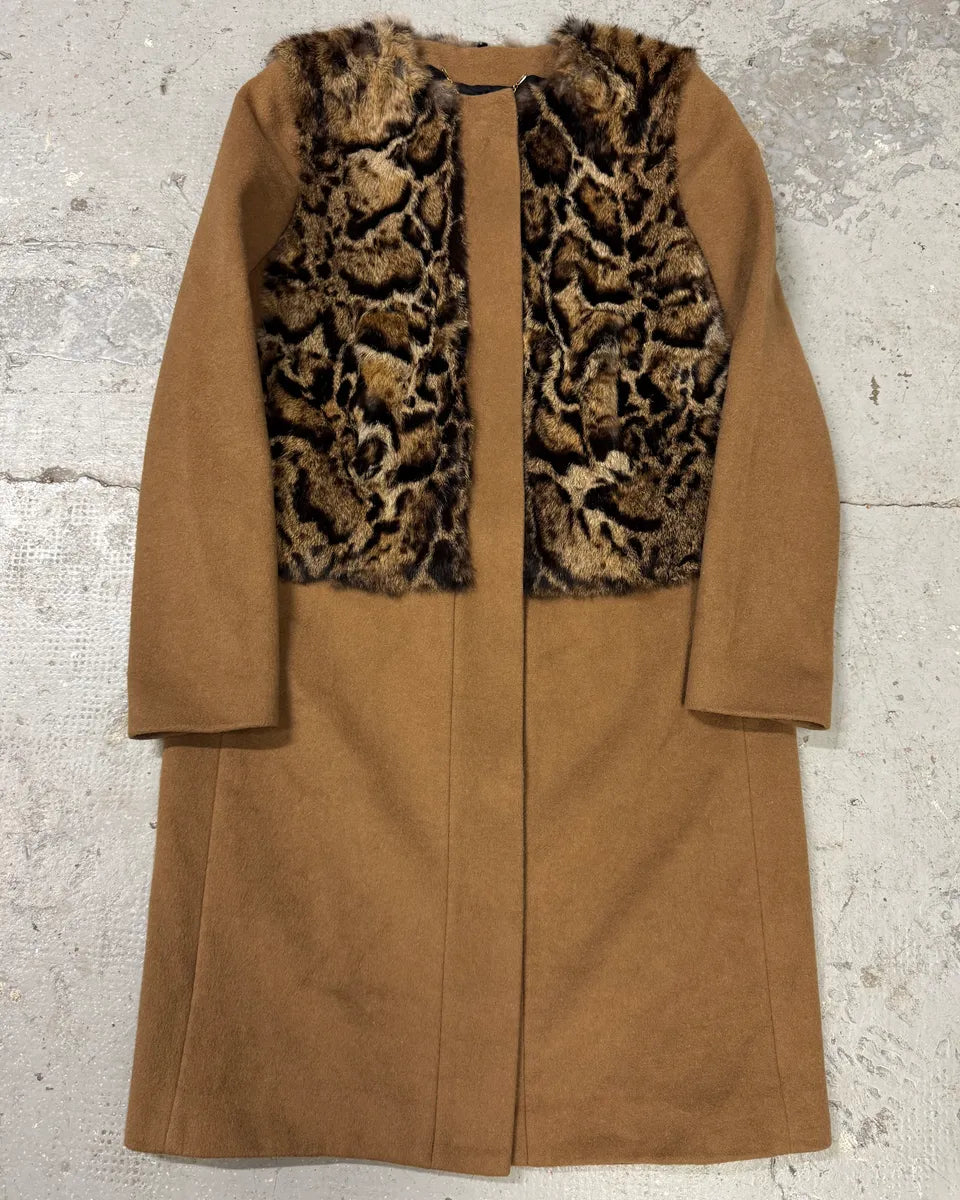 Cavalli Leopard Fur Wool Camel Jacket TTPsUKY 0