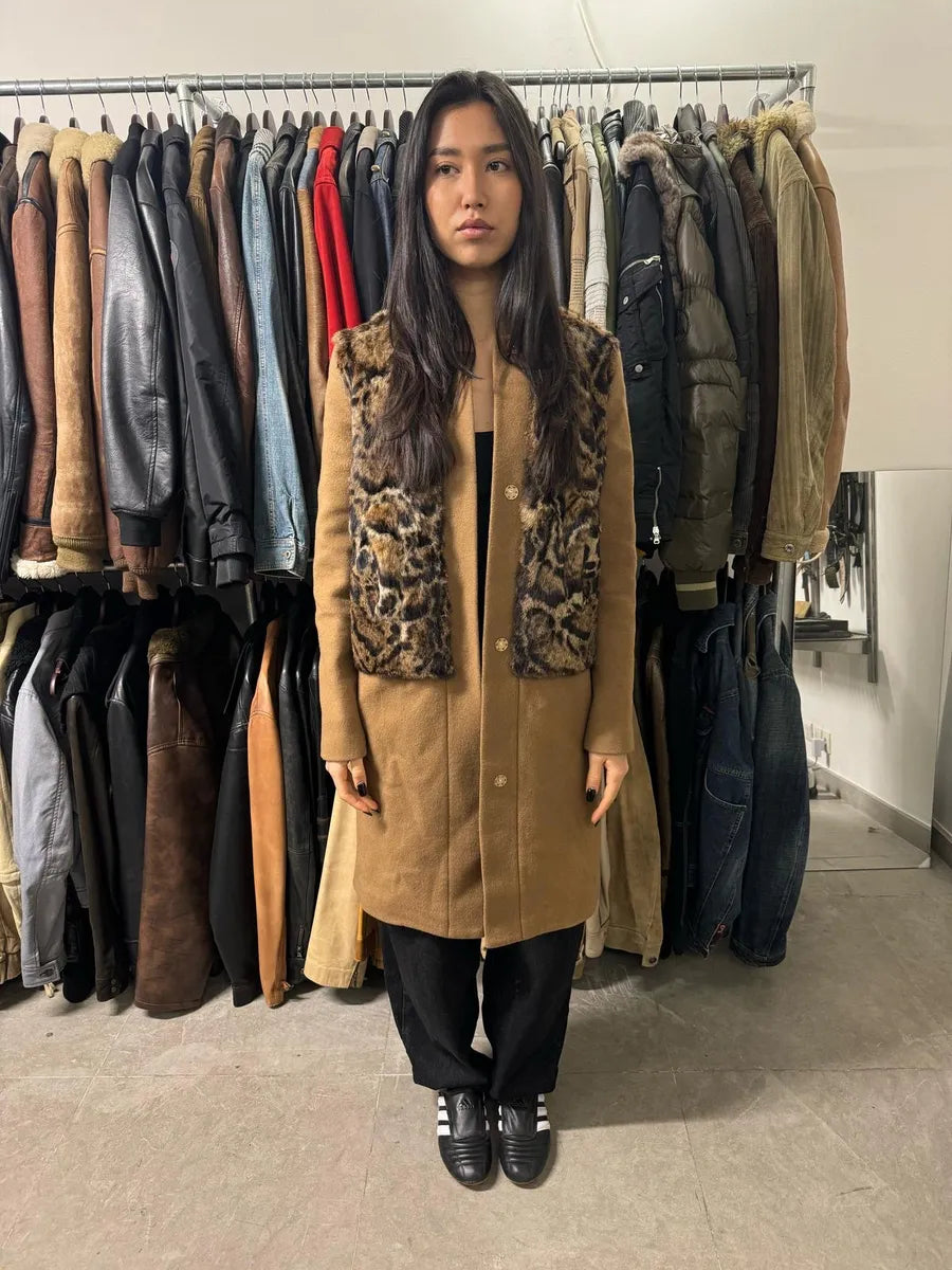 Cavalli Leopard Fur Wool Camel Jacket TTPsUKY 1