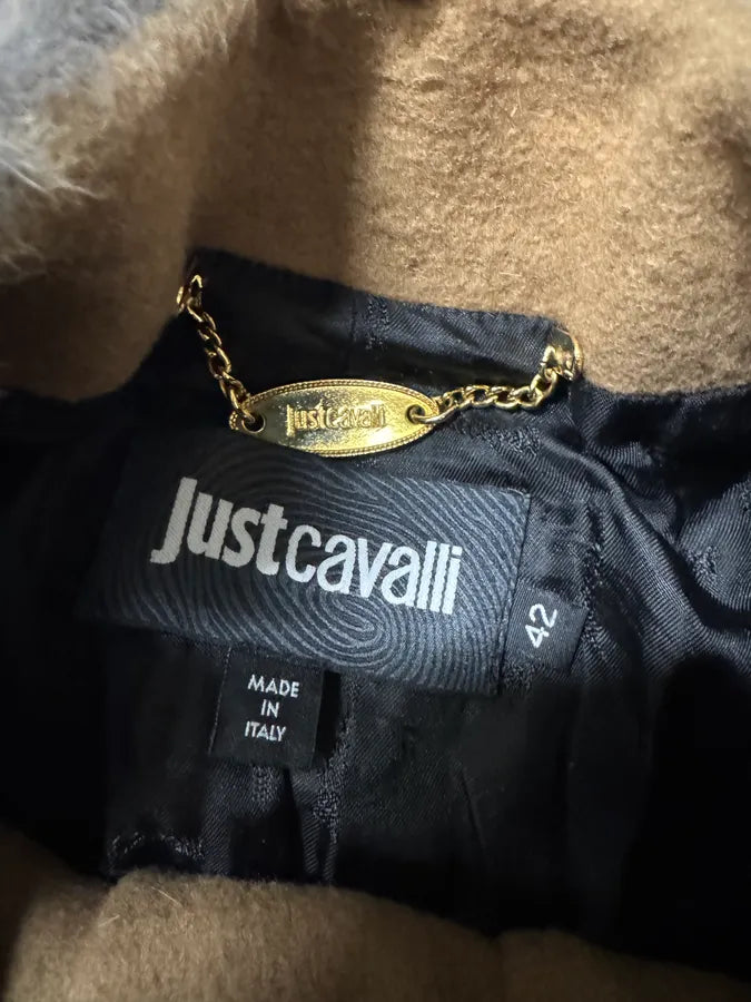 Cavalli Leopard Fur Wool Camel Jacket TTPsUKY 10