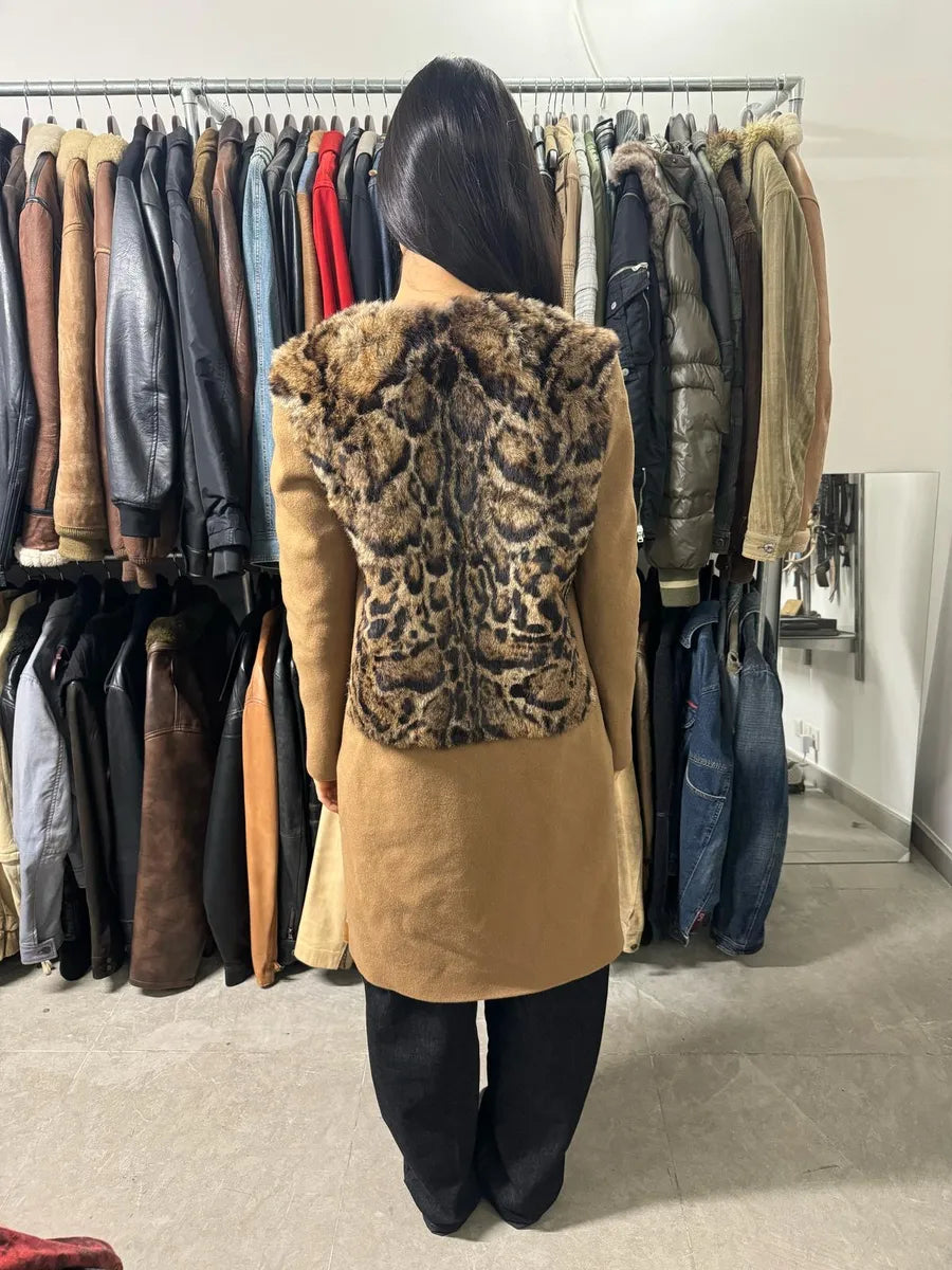 Cavalli Leopard Fur Wool Camel Jacket TTPsUKY 3