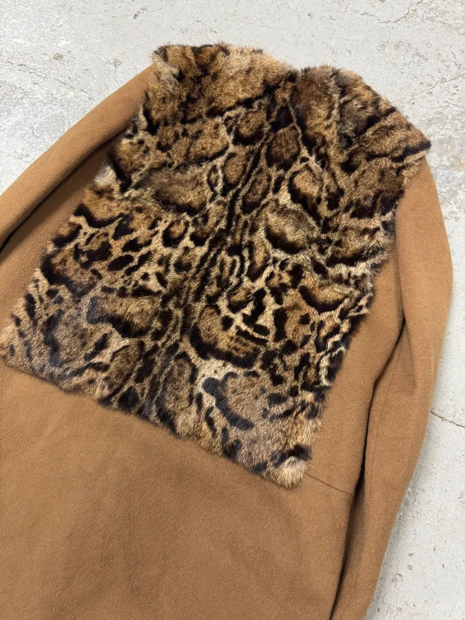 Cavalli Leopard Fur Wool Camel Jacket TTPsUKY 4