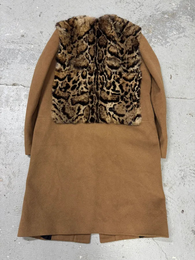 Cavalli Leopard Fur Wool Camel Jacket TTPsUKY 5