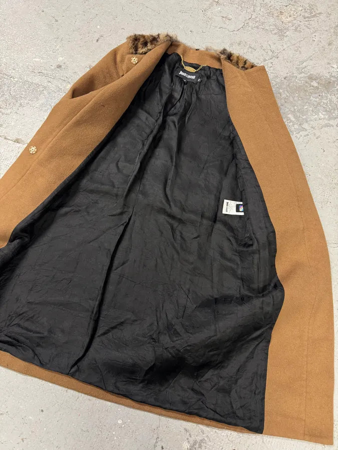 Cavalli Leopard Fur Wool Camel Jacket TTPsUKY 8