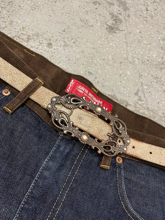 Cavalli Long Metal Ornament Buckle Beige Leathet Belt (OS) TPLklQr 2