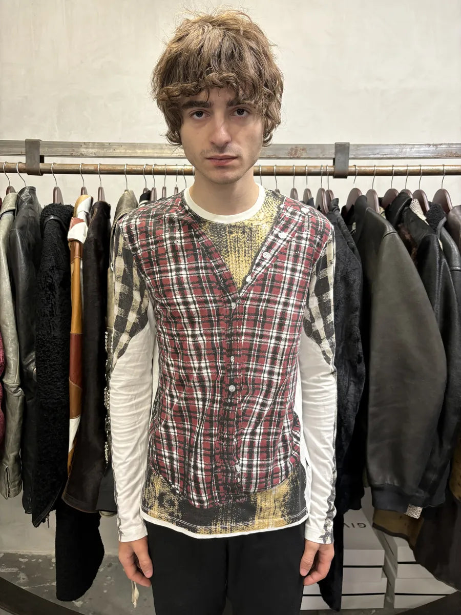Cavalli Longsleeves Trompe L’oeil Effect Checkered Shirt (M) vxGRCZG 1