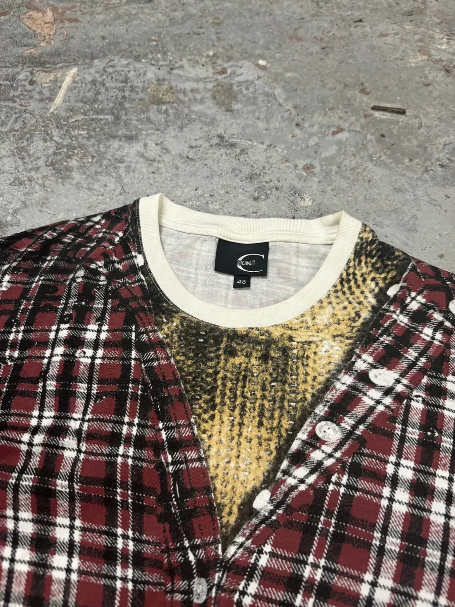 Cavalli Longsleeves Trompe L’oeil Effect Checkered Shirt (M) vxGRCZG 4