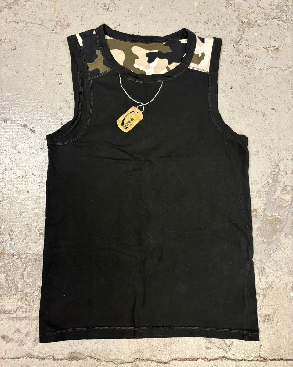 Cavalli Military Trompe L’oeil Necklace Black Tank Top VgzZfLB 0